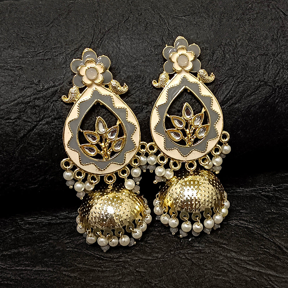 Bhavi Jewels Gold Plated Meenakari Jhumki Earrings
