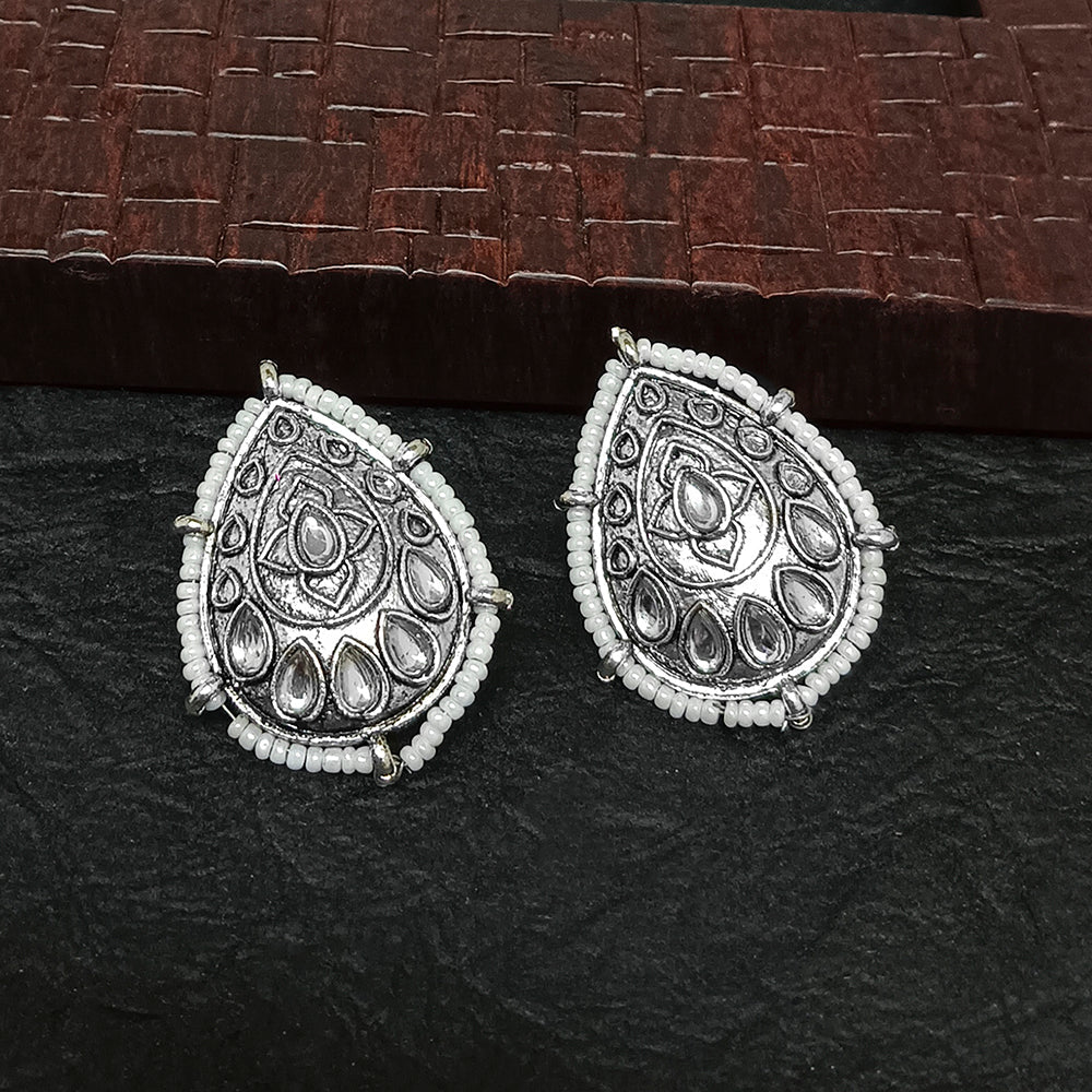 JewelMaze Oxidised Plated Stud Earrings