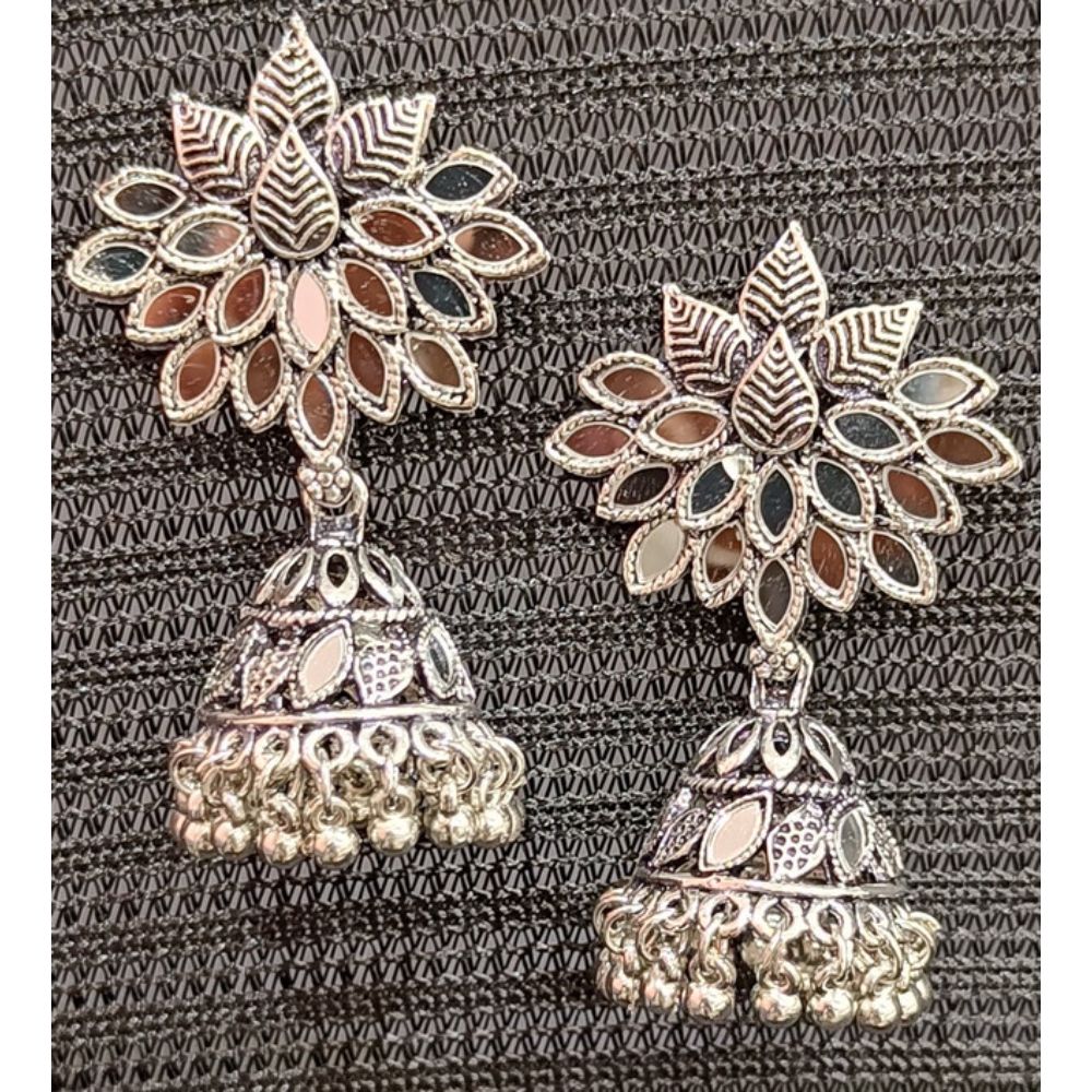 JewelMaze Oxidised Plated Jhumkis Earrings - AZO-AP23ER01123127