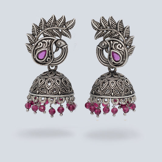 Wearhouse Fashion Oxidised Plated Jhumki Earrings