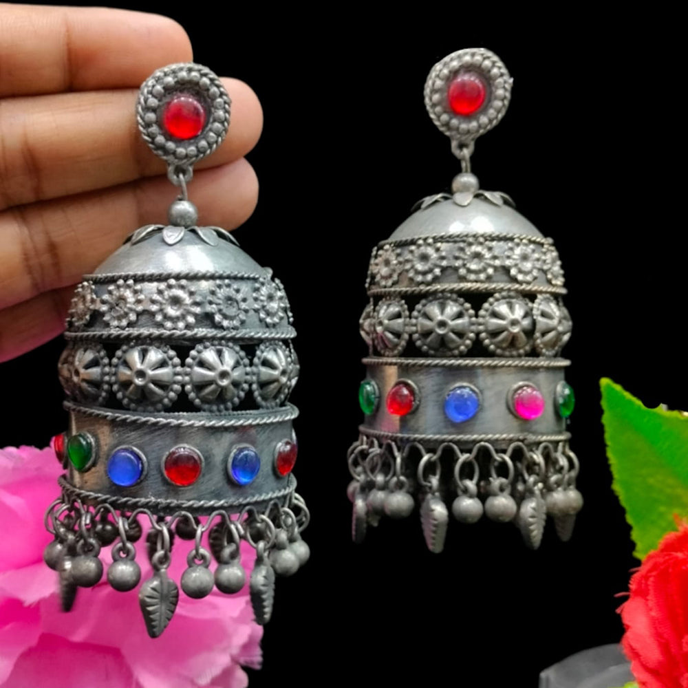 Bhavi Jewels Oxidized Plated Jhumkis Earrings -10681070OX