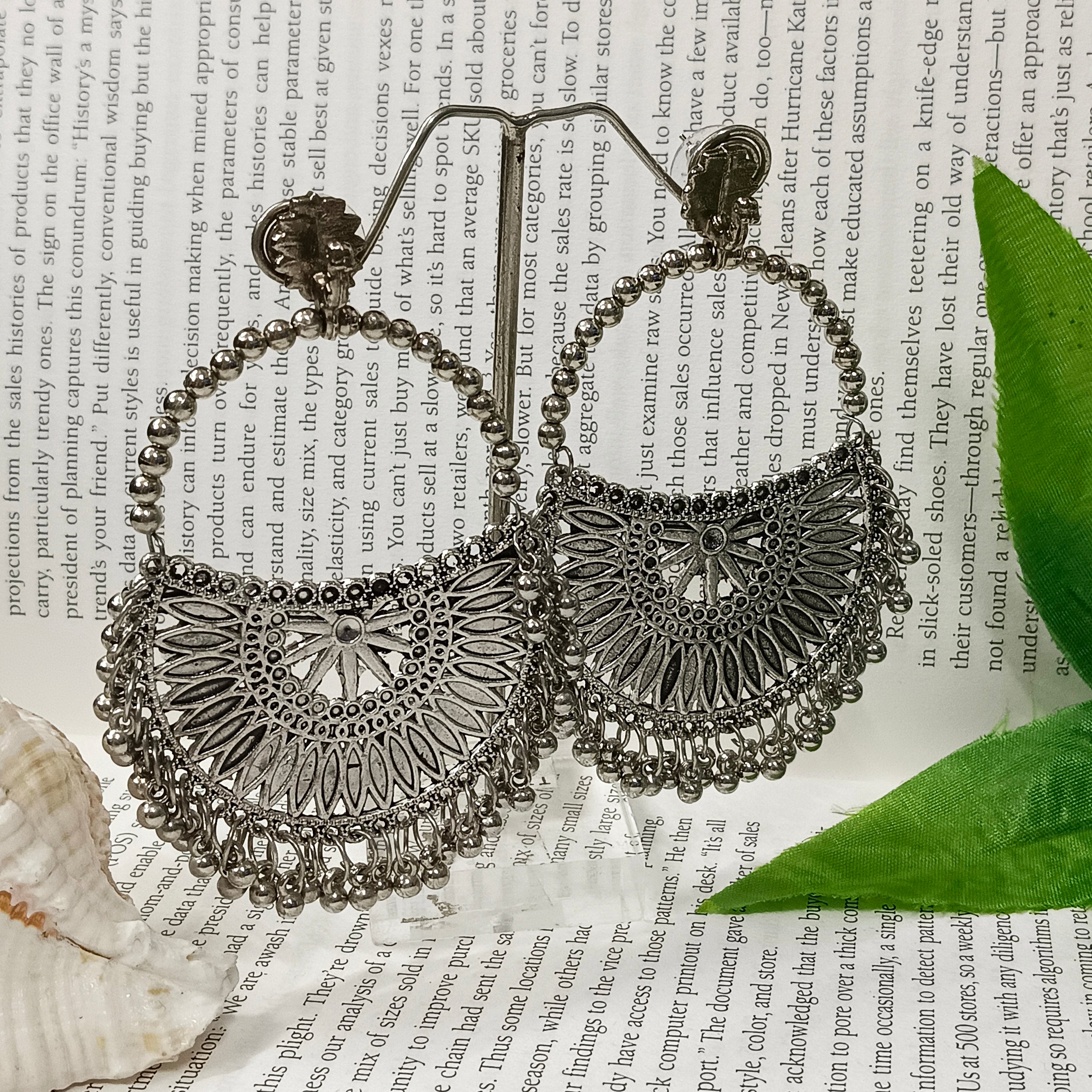 JewelMaze Oxidised Plated Dangler Earrings -RE54EC402704