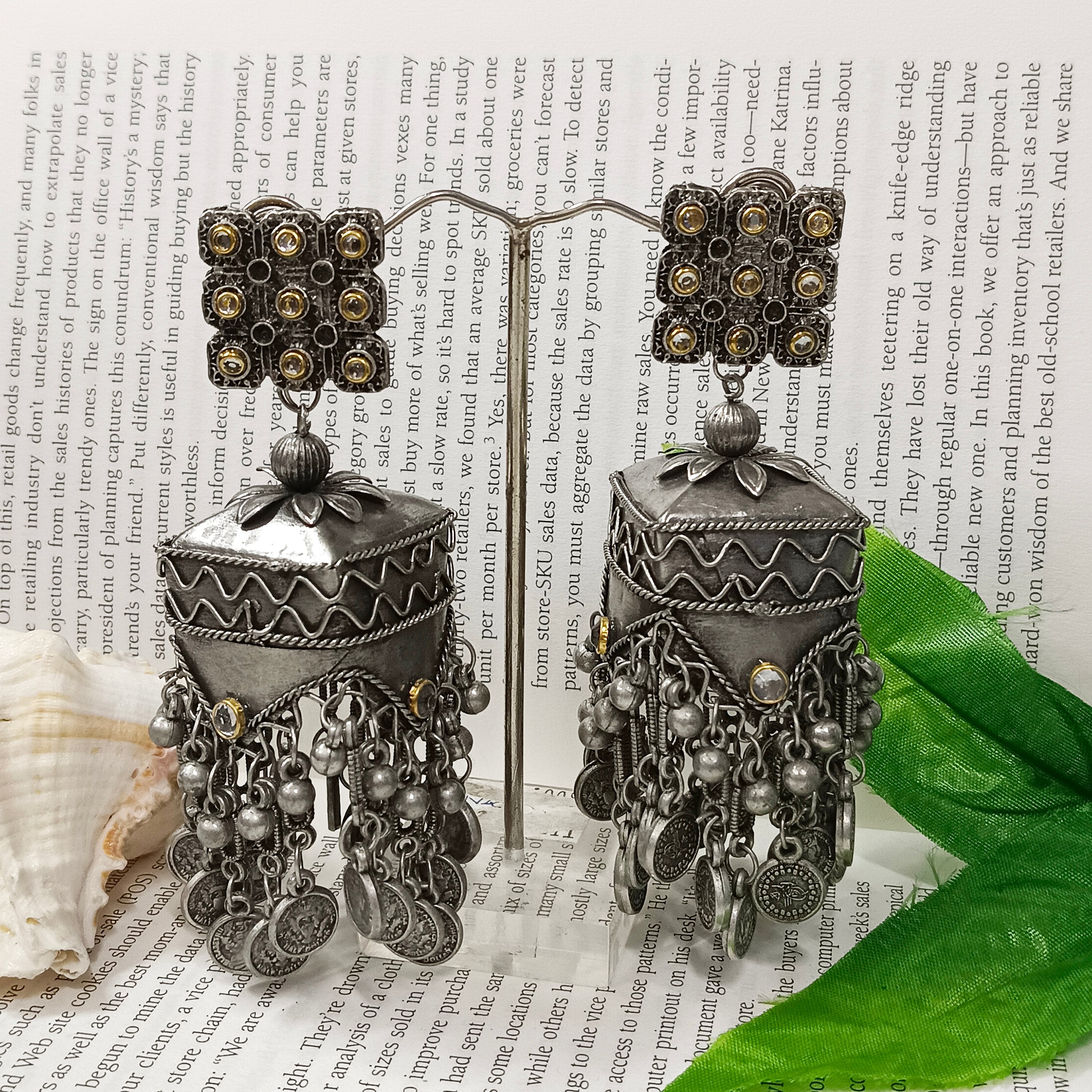 JewelMaze Oxidised Plated Jhumkis Earrings -RE54EJ402865