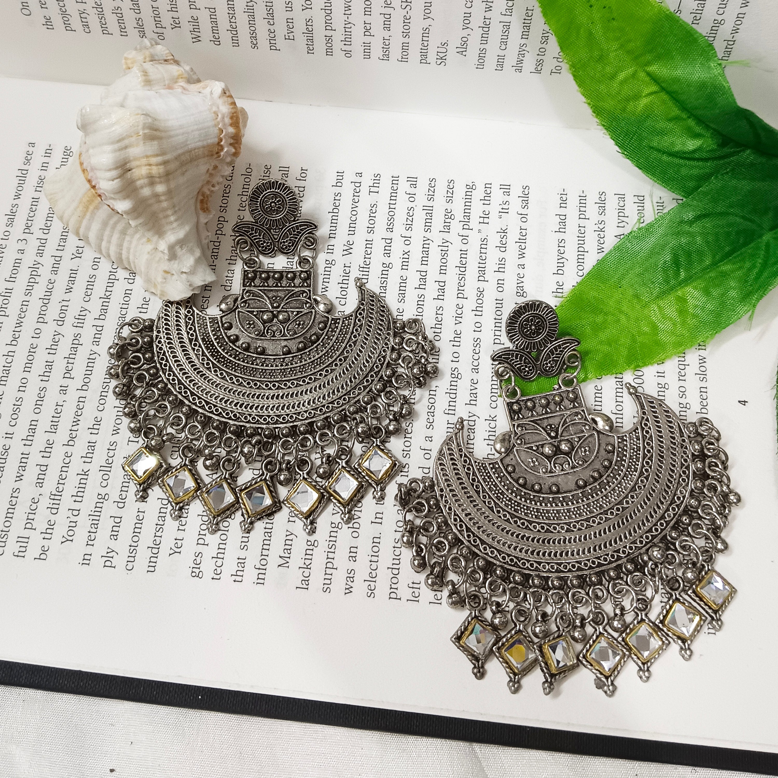 JewelMaze Oxidised Plated Dangler Earrings -RE54EC402699