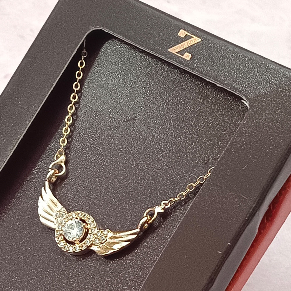 The Z Collection Rose Gold Plated AD Angel Wings Chain Pendant