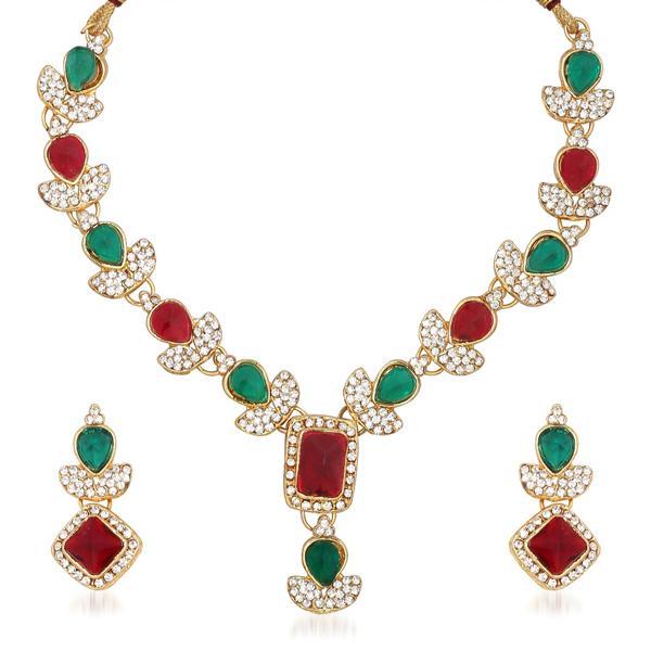 Kriaa Kundan Austrian Stone Gold Plated Necklace Set - ES