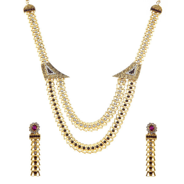 Soha Fashion Purple Austrian Stone Gold Plated Necklace Set