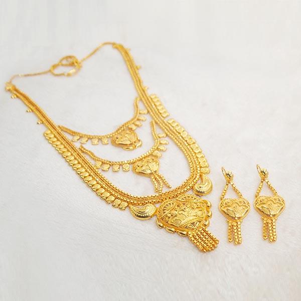 Kriaa Brass Forming Gold Plated Necklace Set
