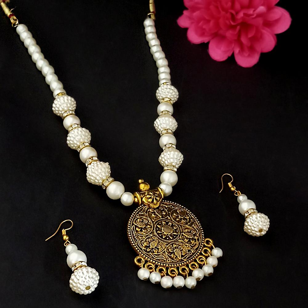 Kriaa Gold Plated Pearl Necklace Set - 1109308
