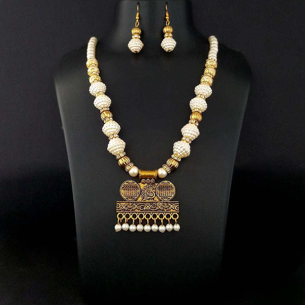 Kriaa Gold Plated Pearl Necklace Set - 1109309
