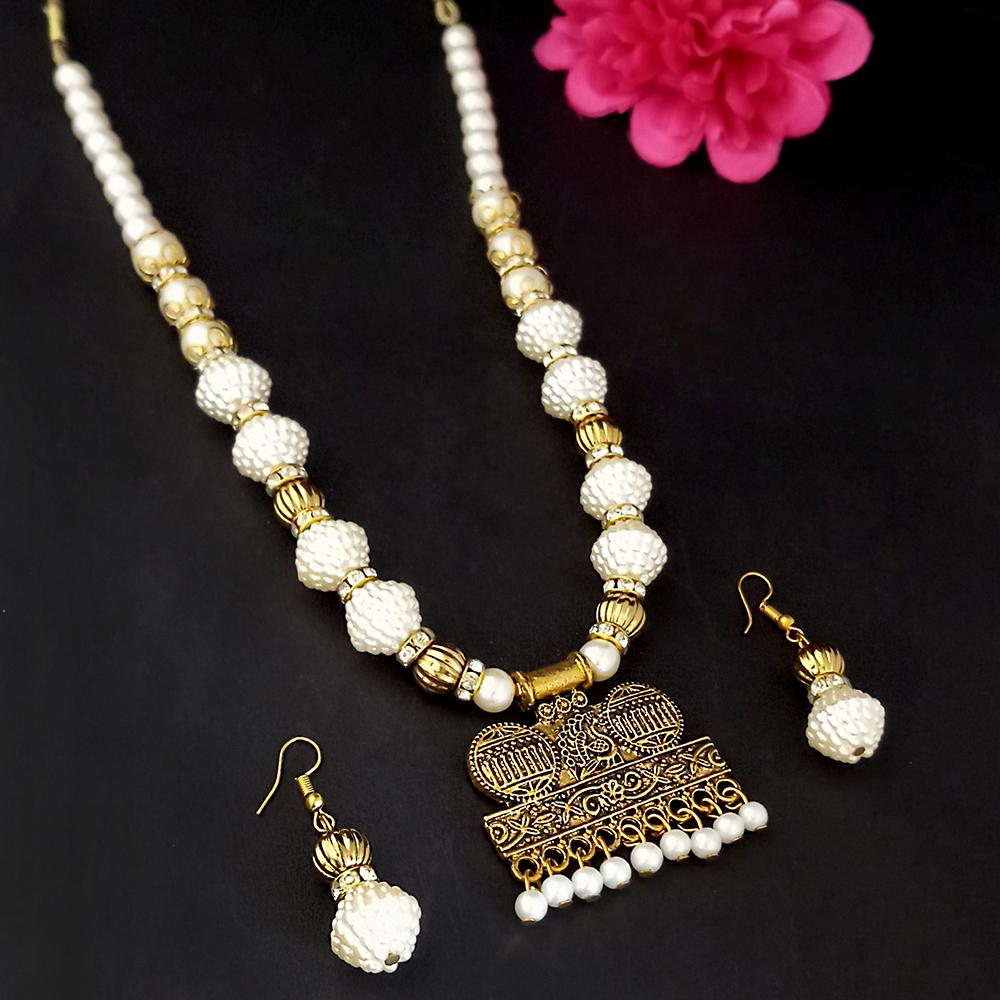 Kriaa Gold Plated Pearl Necklace Set - 1109309