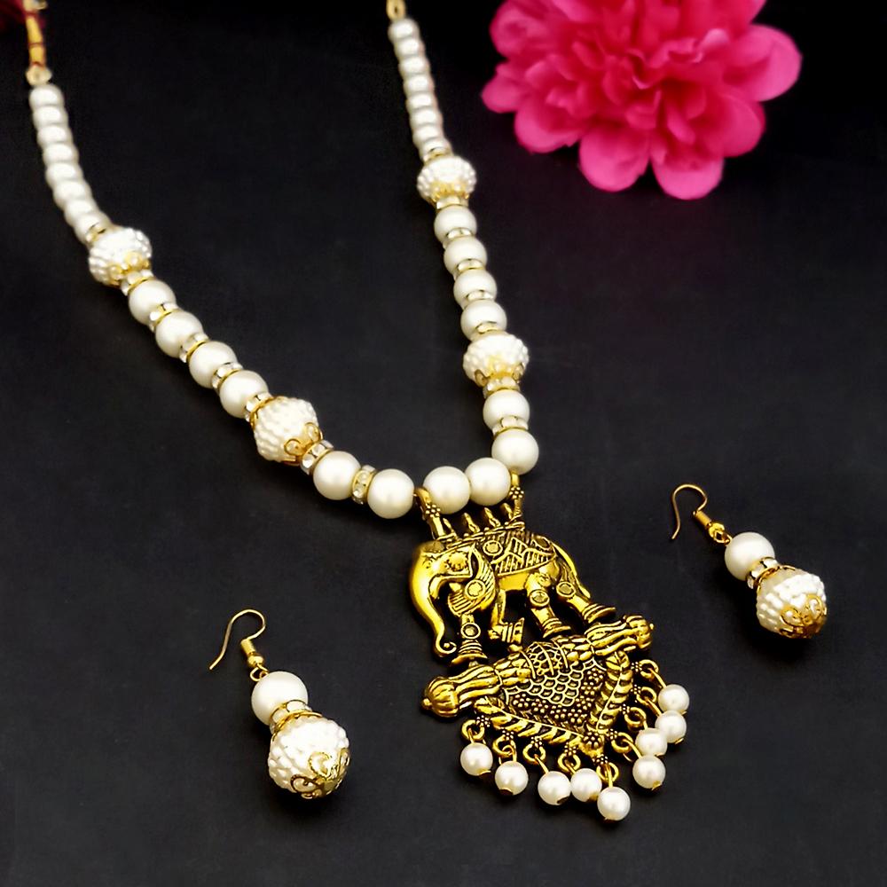 Kriaa Gold Plated Pearl Necklace Set - 1109310
