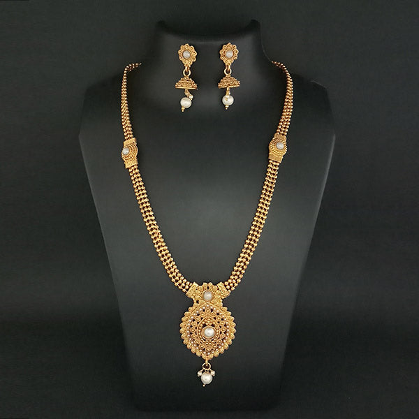 Kriaa Gold Plated Pearl Haram Necklace Set