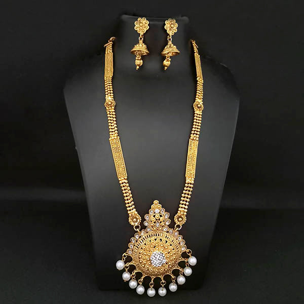 Kriaa Gold Plated White Stone And Kundan Necklace Set