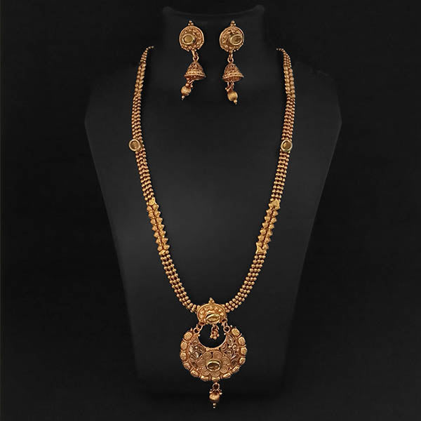 Kriaa Gold Plated Brown Kundan Necklace Set