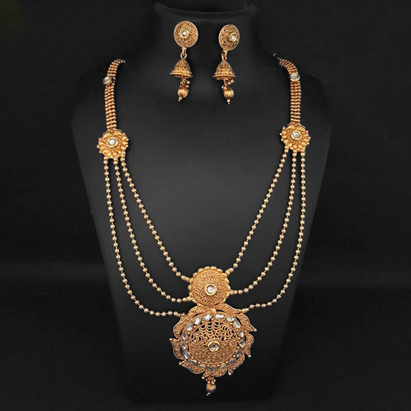 Kriaa Gold Plated White Kundan Necklace Set