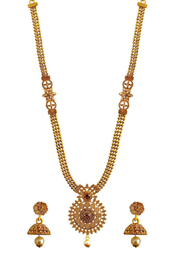 Kriaa Austrian Stone Gold Plated Haram Necklace Set