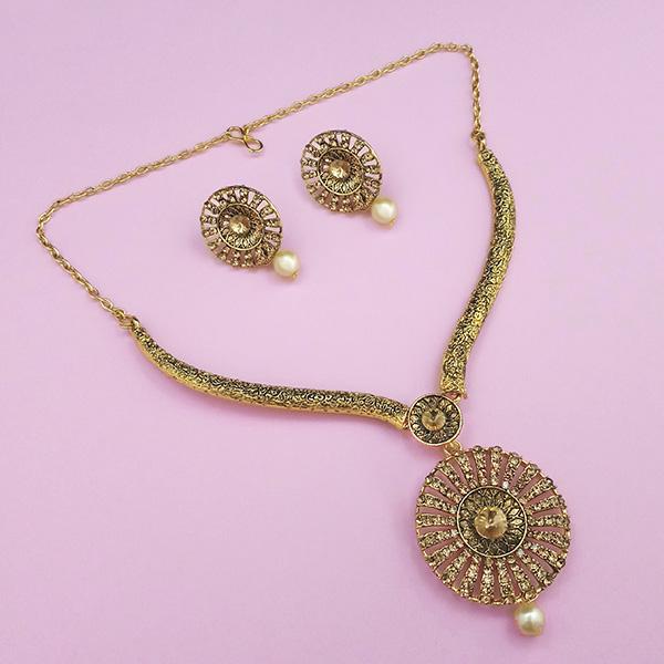 Kriaa Brown Austrian Stone Gold Plated Necklace Set