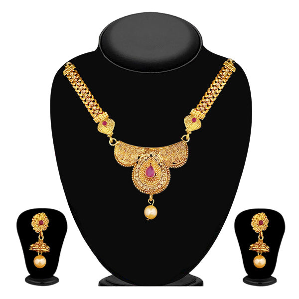 Kriaa Brown Austrian Stone Gold Plated Necklace Set - 1113901