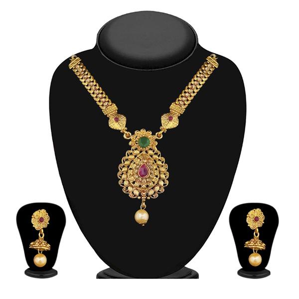 Kriaa Brown Austrian Stone Gold Plated Necklace Set -1113904