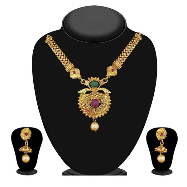 Kriaa Brown Austrian Stone Gold Plated Necklace Set -1113909