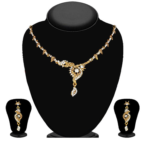 Kriaa Gold Plated Brown Austrian Stone Necklace Set - 1114703A