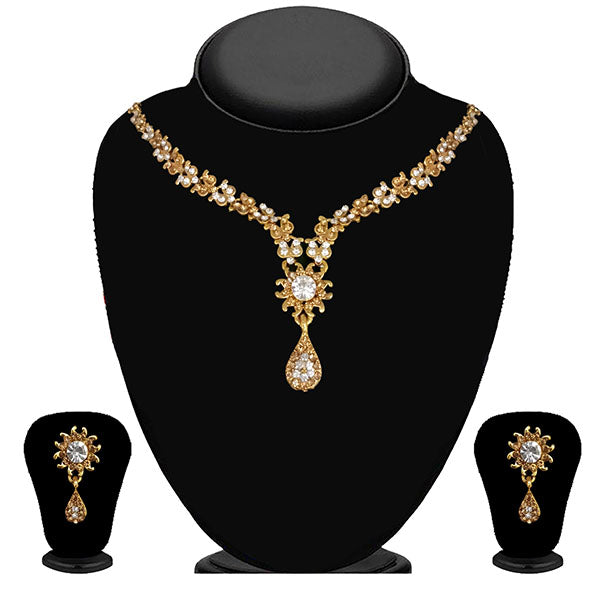 Kriaa Gold Plated Brown Austrian Stone Necklace Set - 1114704A