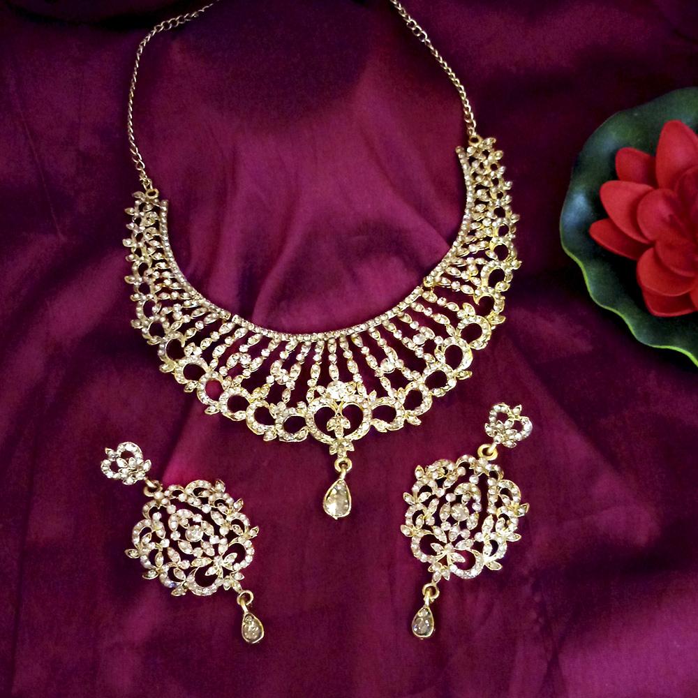 Kriaa Austrian Stone Gold Plated Designer Necklace Set-1114733A