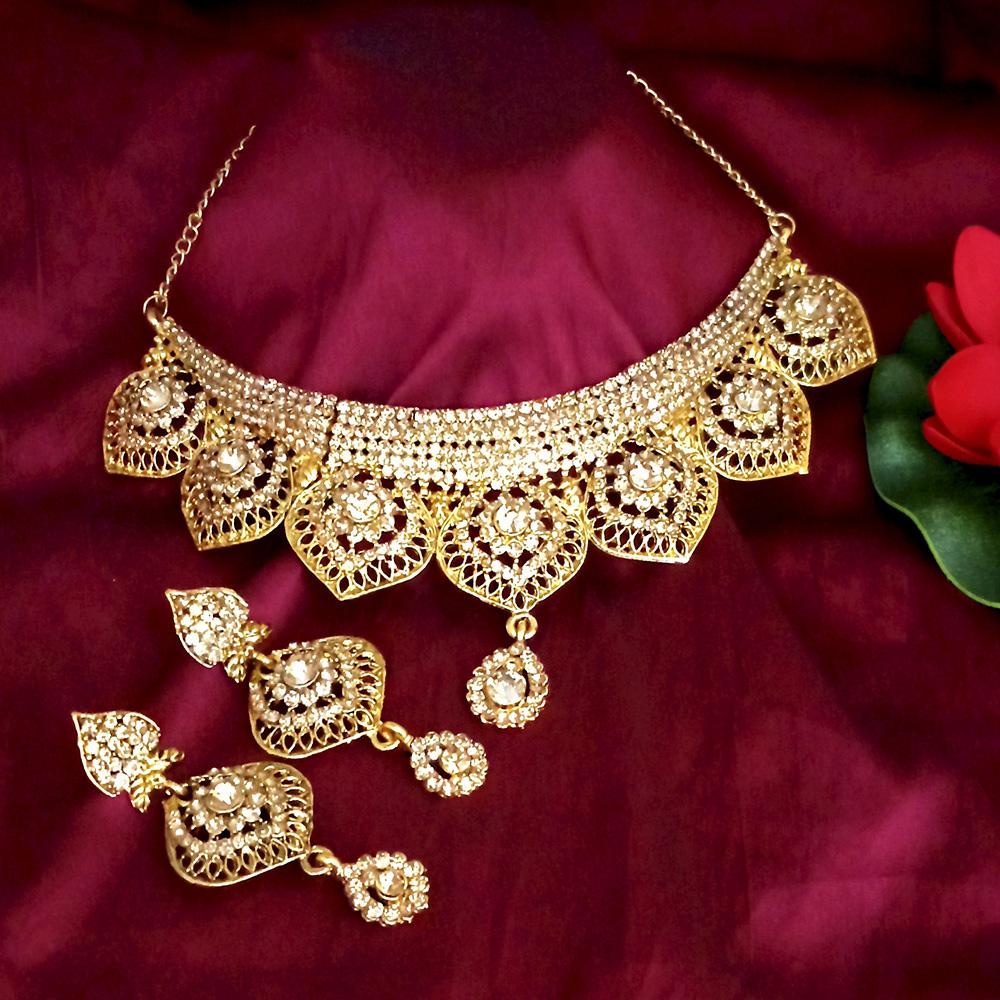 Kriaa Austrian Stone Gold Plated Designer Necklace Set-1114735A