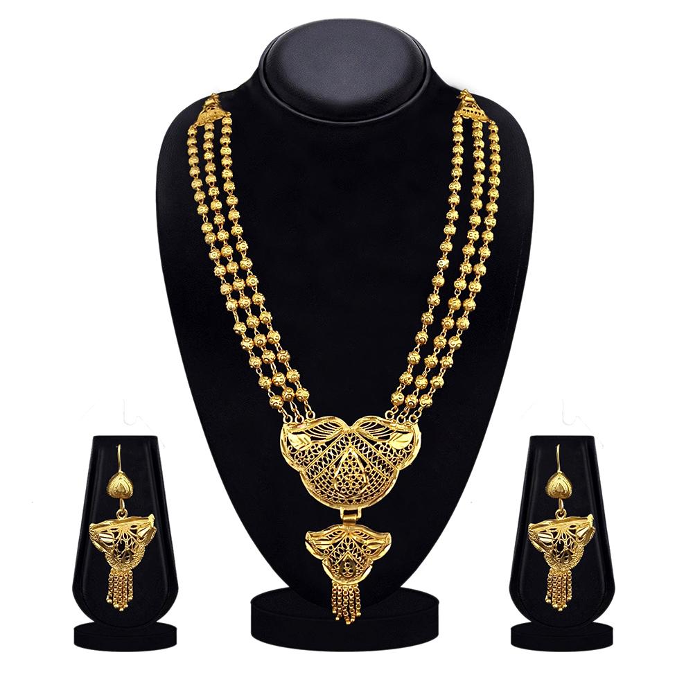 Kriaa Forming Look Gold Plated Long Necklace Set - 1114801