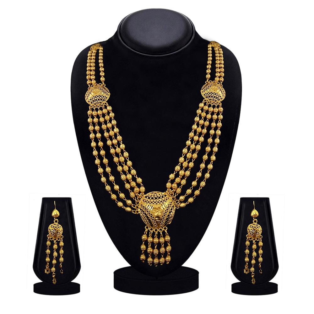 Kriaa Forming Look Gold Plated Long Necklace Set - 1114804