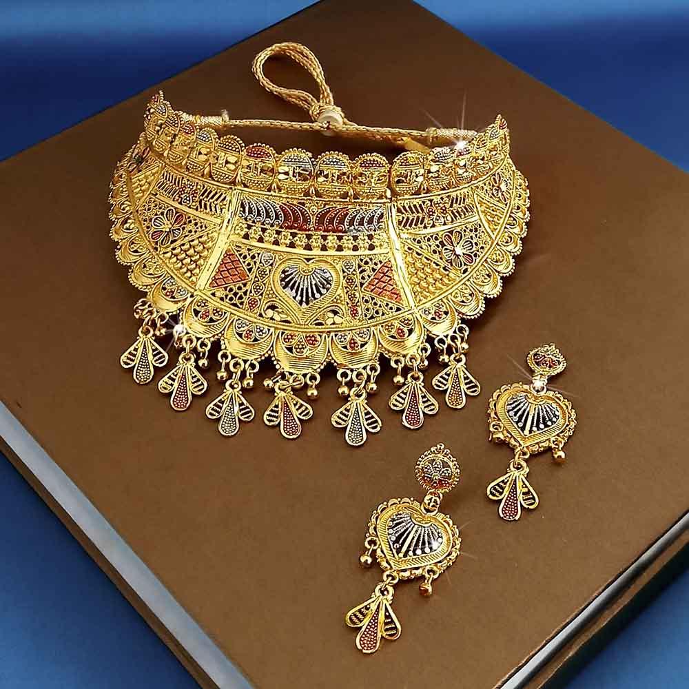 Kalyani Forming Gold Plated Traditional Designer Necklace & Earring Set -1115004
