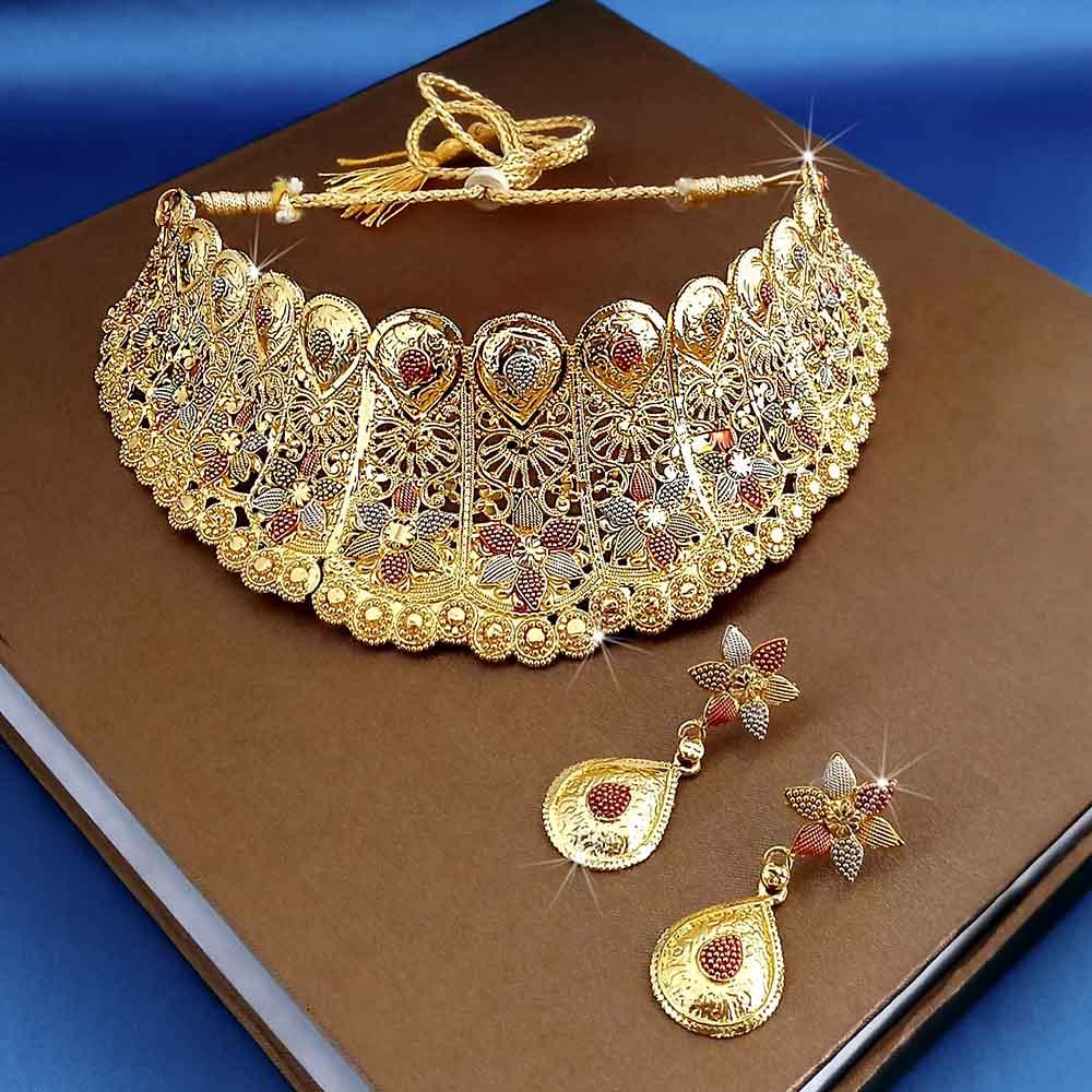 Kalyani Forming Gold Plated Traditional Designer Necklace & Earring Set -1115005