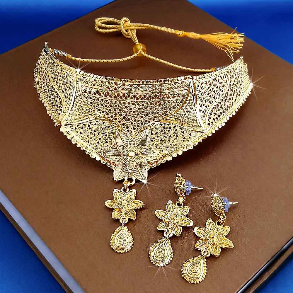 Kalyani Forming Gold Plated Traditional Designer Necklace & Earring Set -1115007