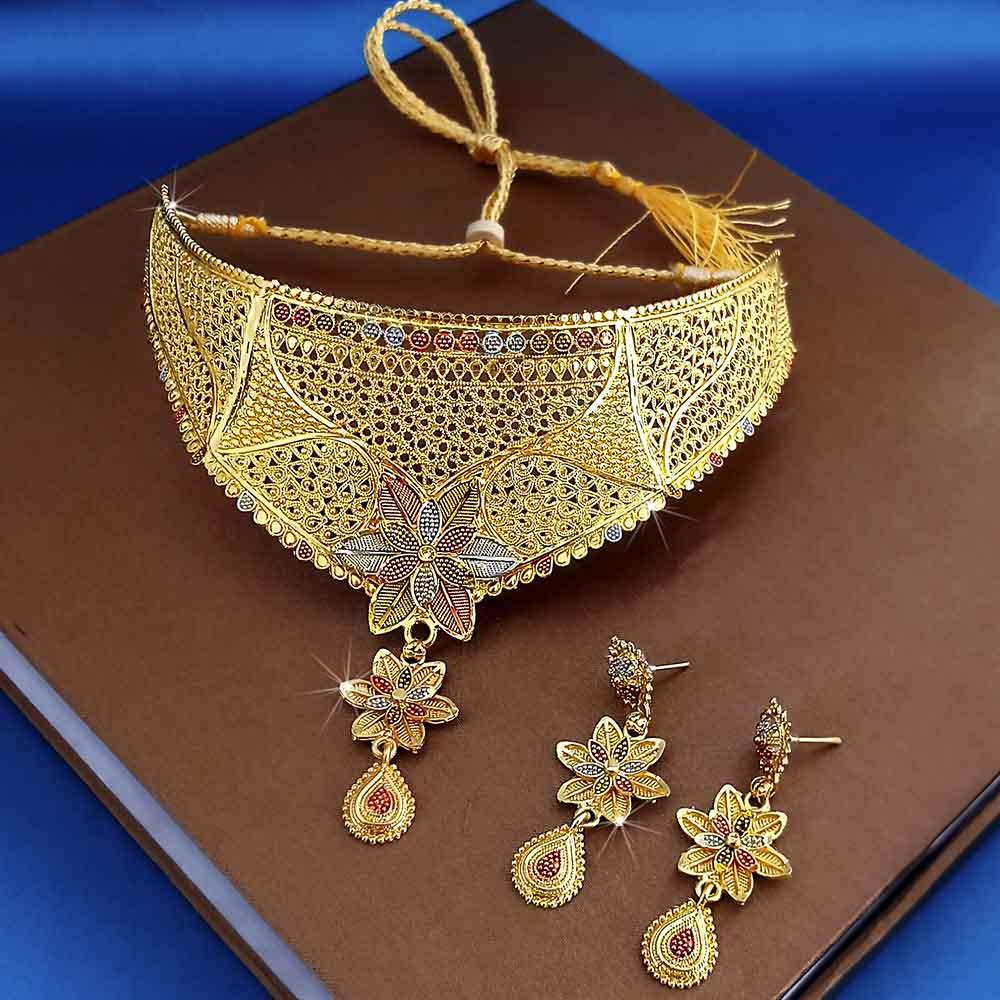 Kalyani Forming Gold Plated Traditional Designer Necklace & Earring Set -1115008