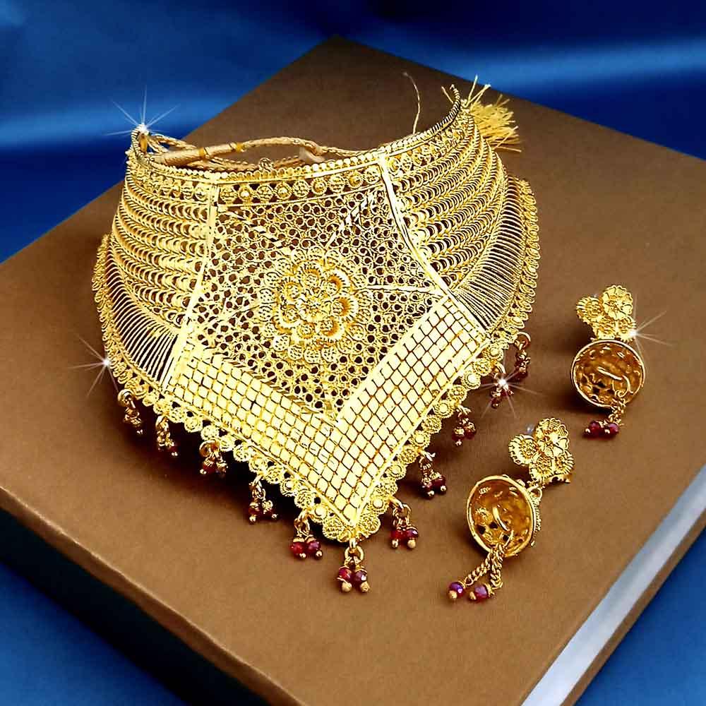Kalyani Forming Gold Plated Traditional Designer Necklace & Earring Set -1115014
