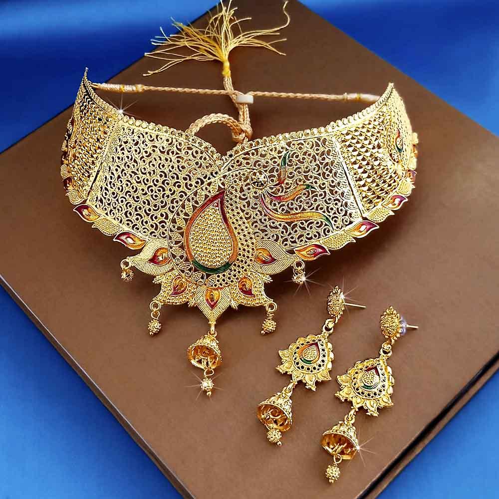Kalyani Forming Gold Plated Traditional Designer Necklace & Earring Set -1115017