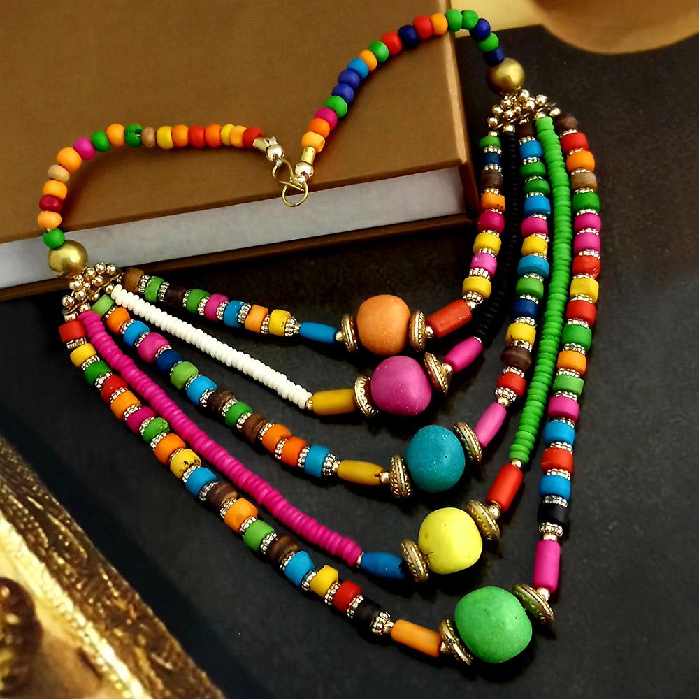 Native Haat Multi Beads Five Layered Necklace Set