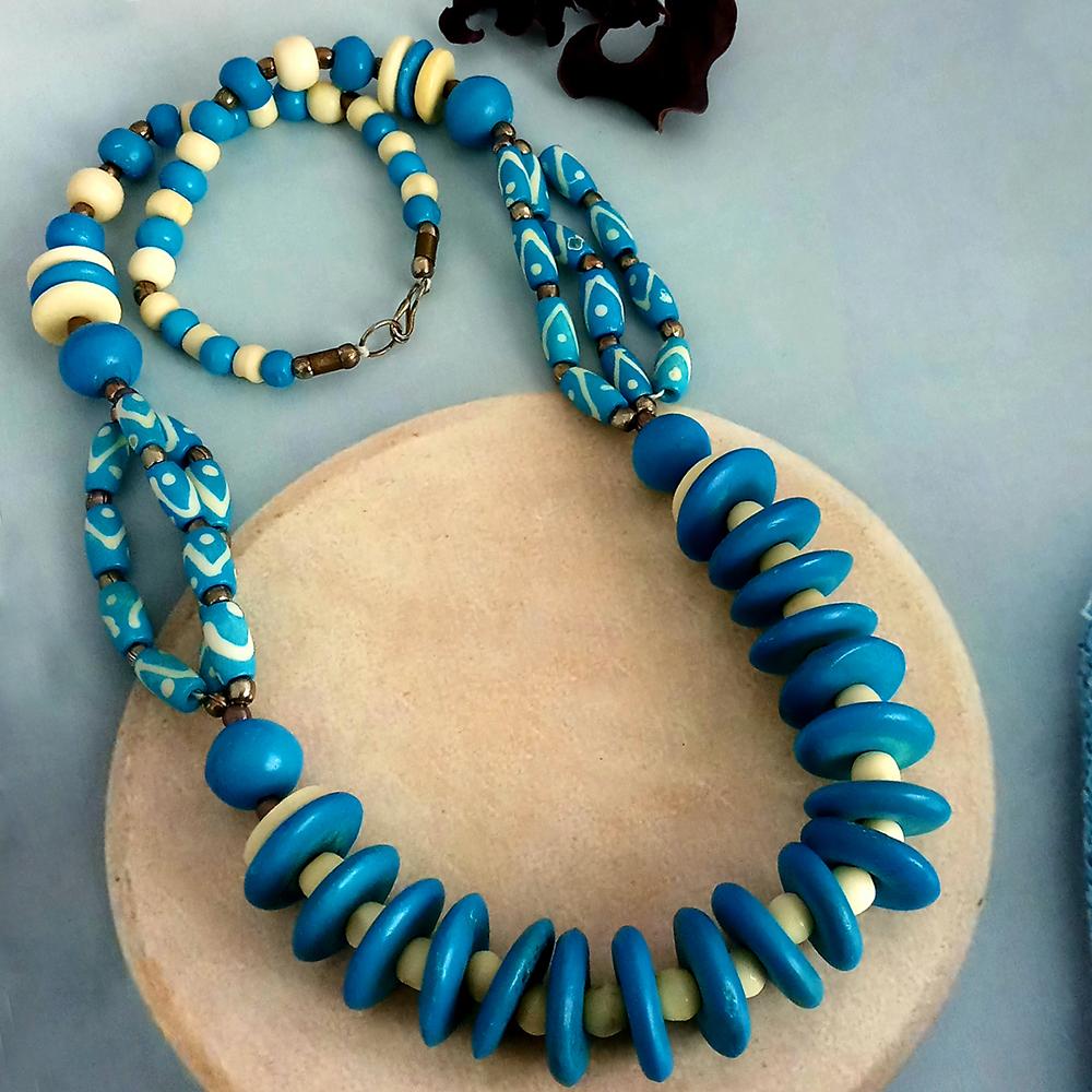 Native Haat Blue Round Beads Necklace