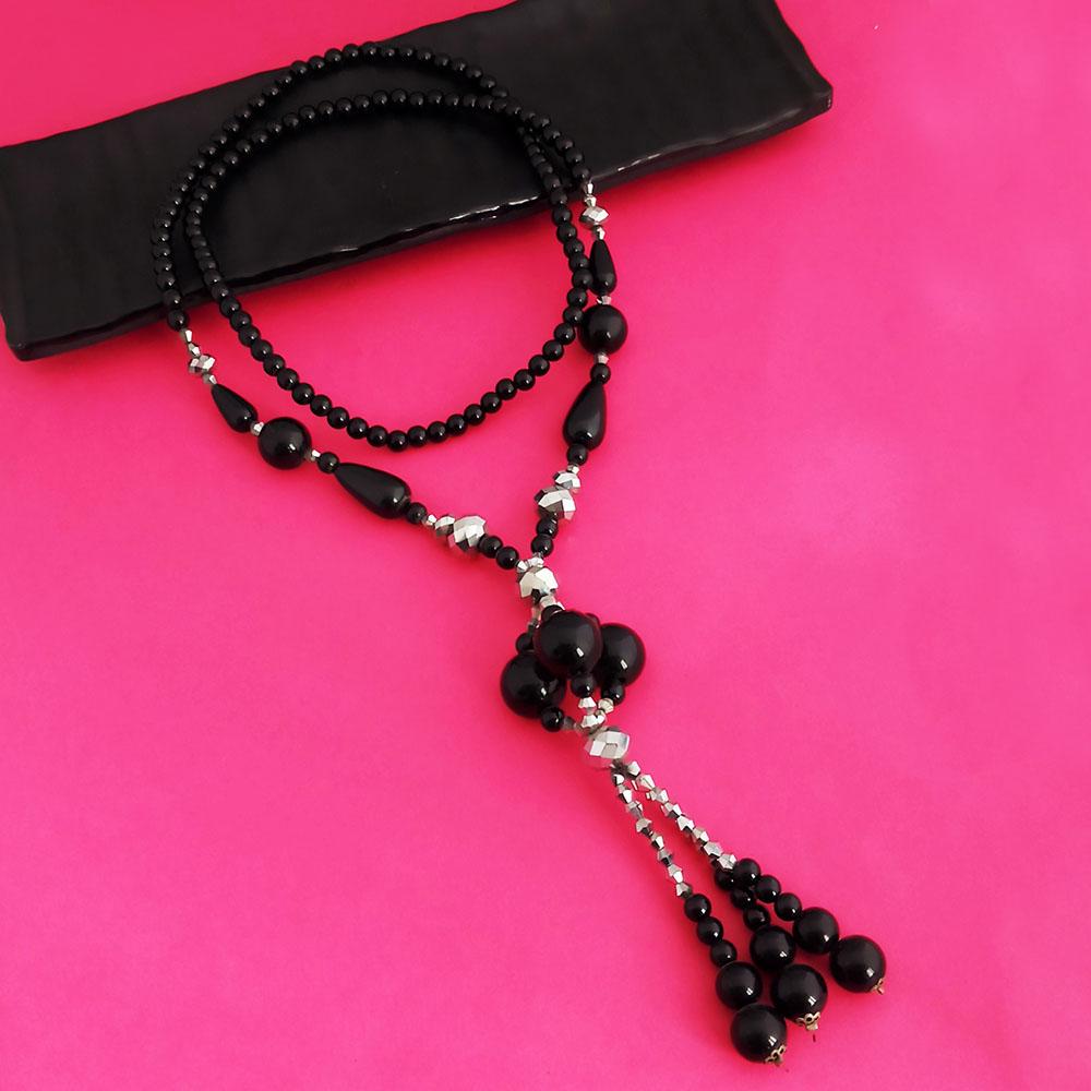 Native Haat Black Small Beads Oxidised Necklace