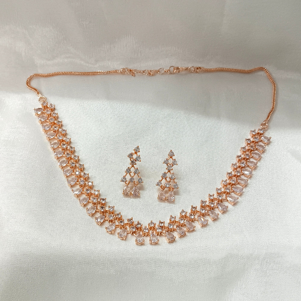 Bhavi Jewels Rose Gold Plated Necklace Set