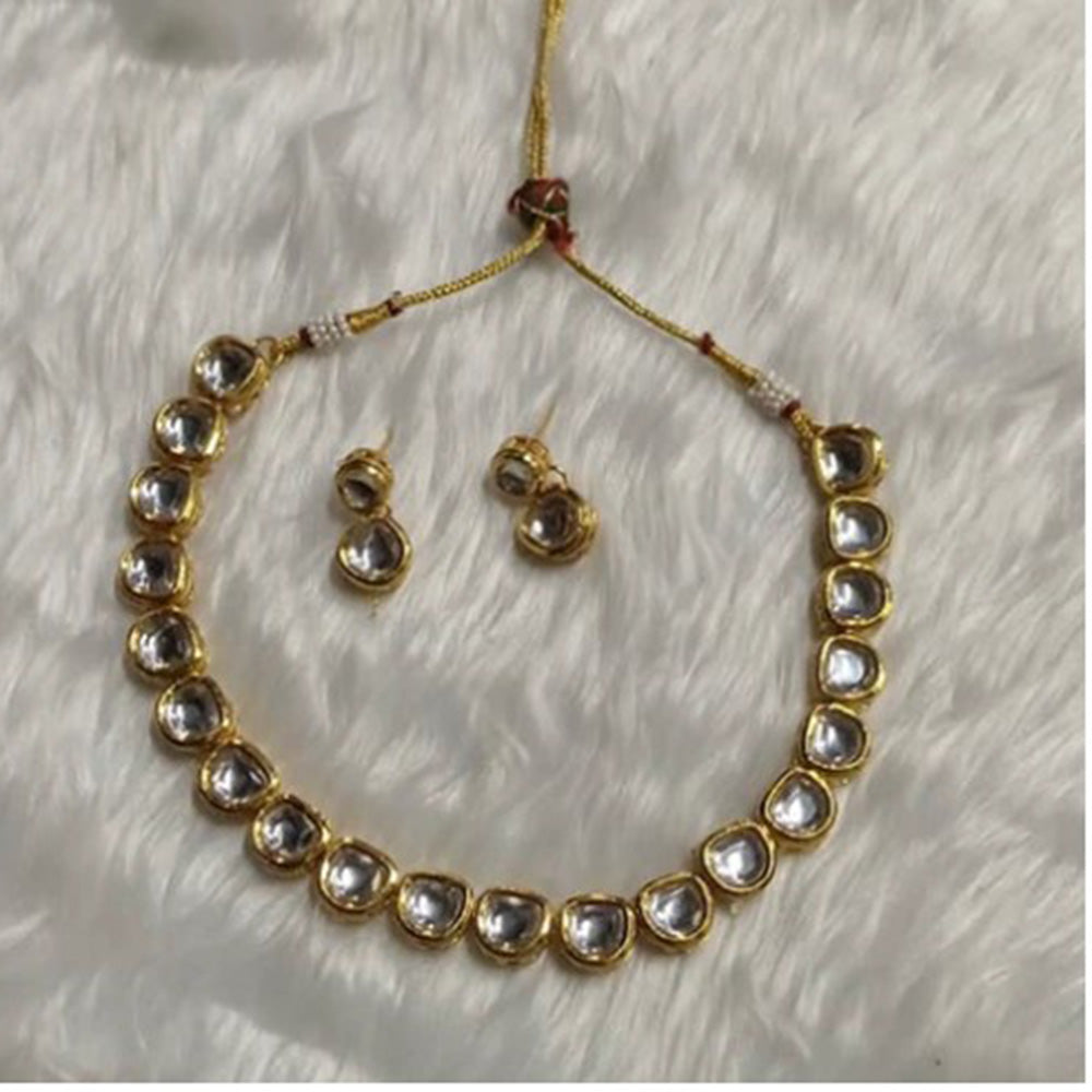 Bhavi Jewels Gold Plated Kundan Stone Necklace Set