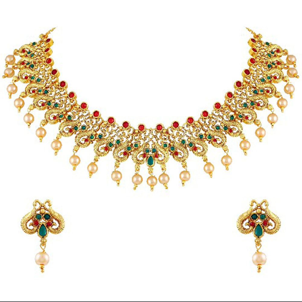 Bhavi Jewels Gold Plated Austrian Stone Necklace Set