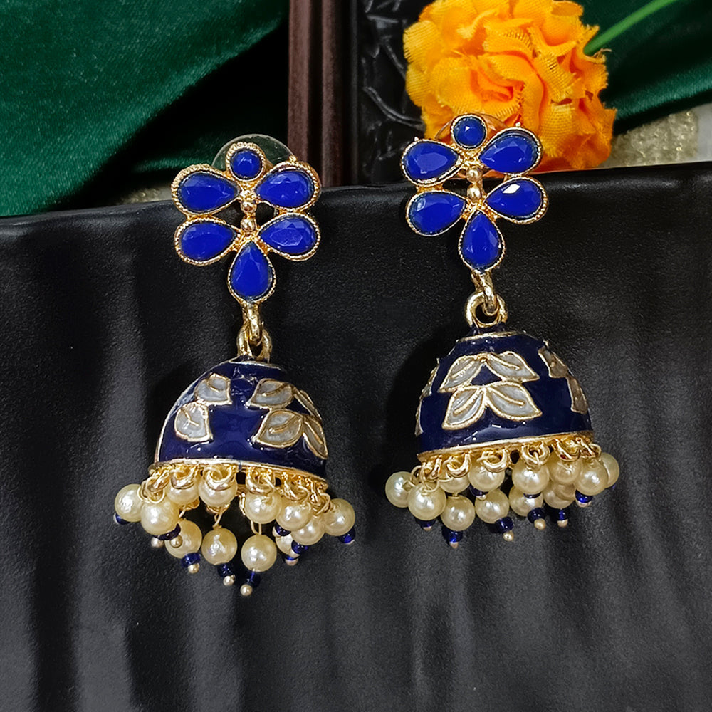 Bhavi Jewels Gold Plated Mennakari Jhumki Earrings