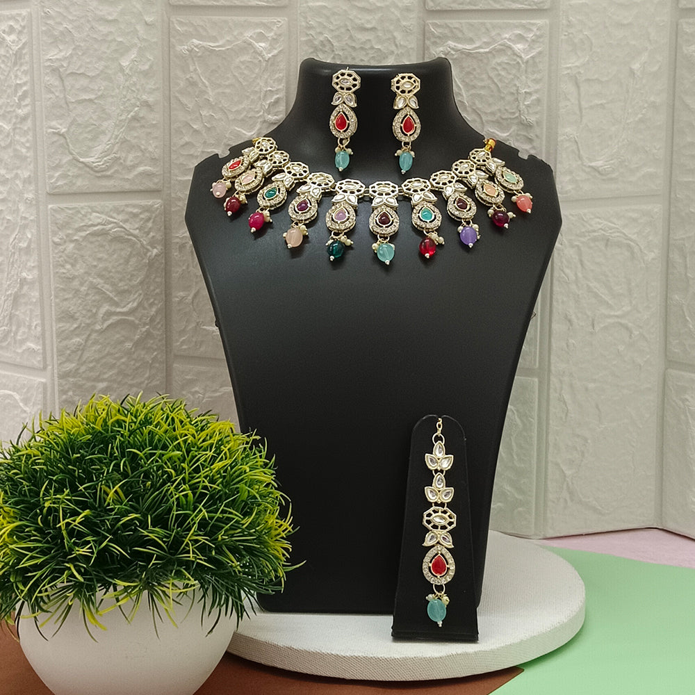 Bhavi Jewels Kundan Gold Plated Choker Necklace Set