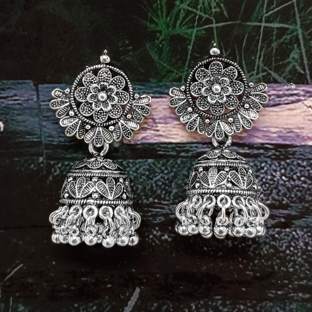 Bhavi Jewels Silver Plated Jhumkis Earrings