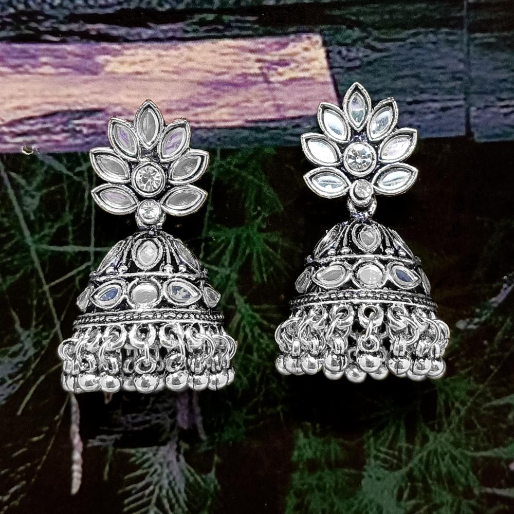 Bhavi Jewels Silver Plated Jhumkis Earrings