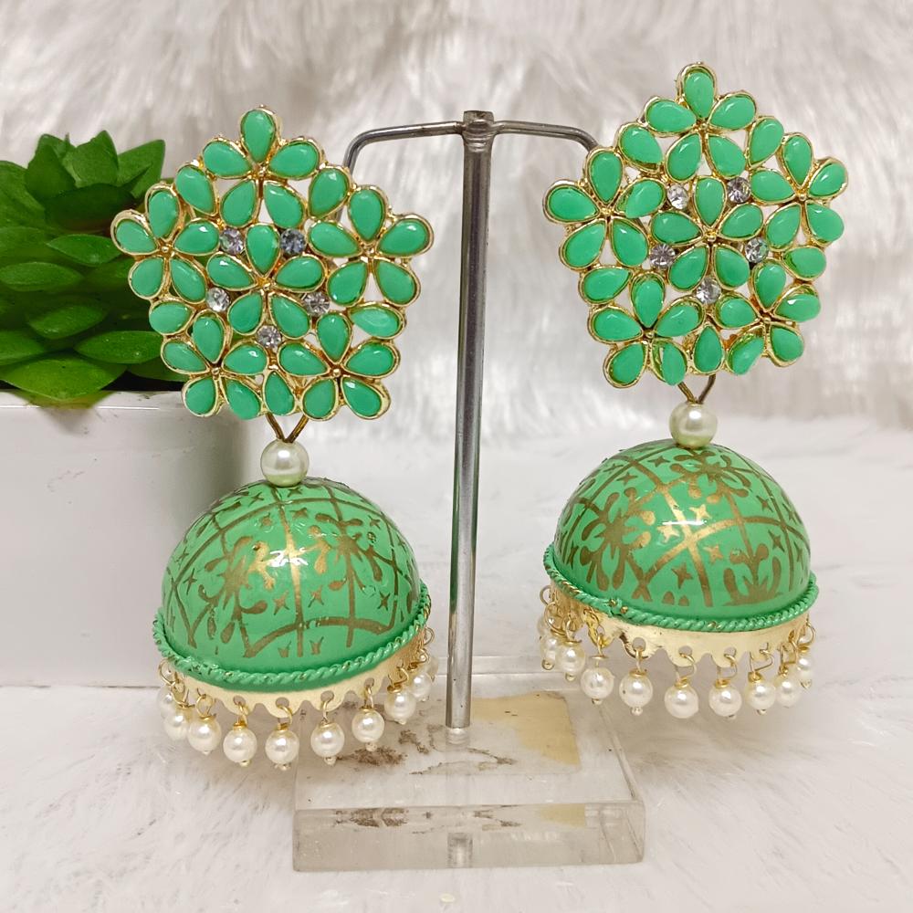 Bhavi Jewels Gold Plated Kundan Stone Jhumkis Earrings