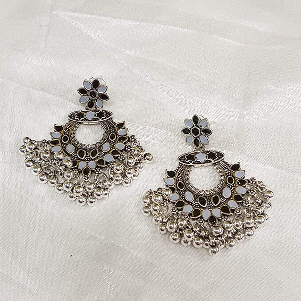 Bhavi Jewels Silver Plated Meenakari Dangler Earrings