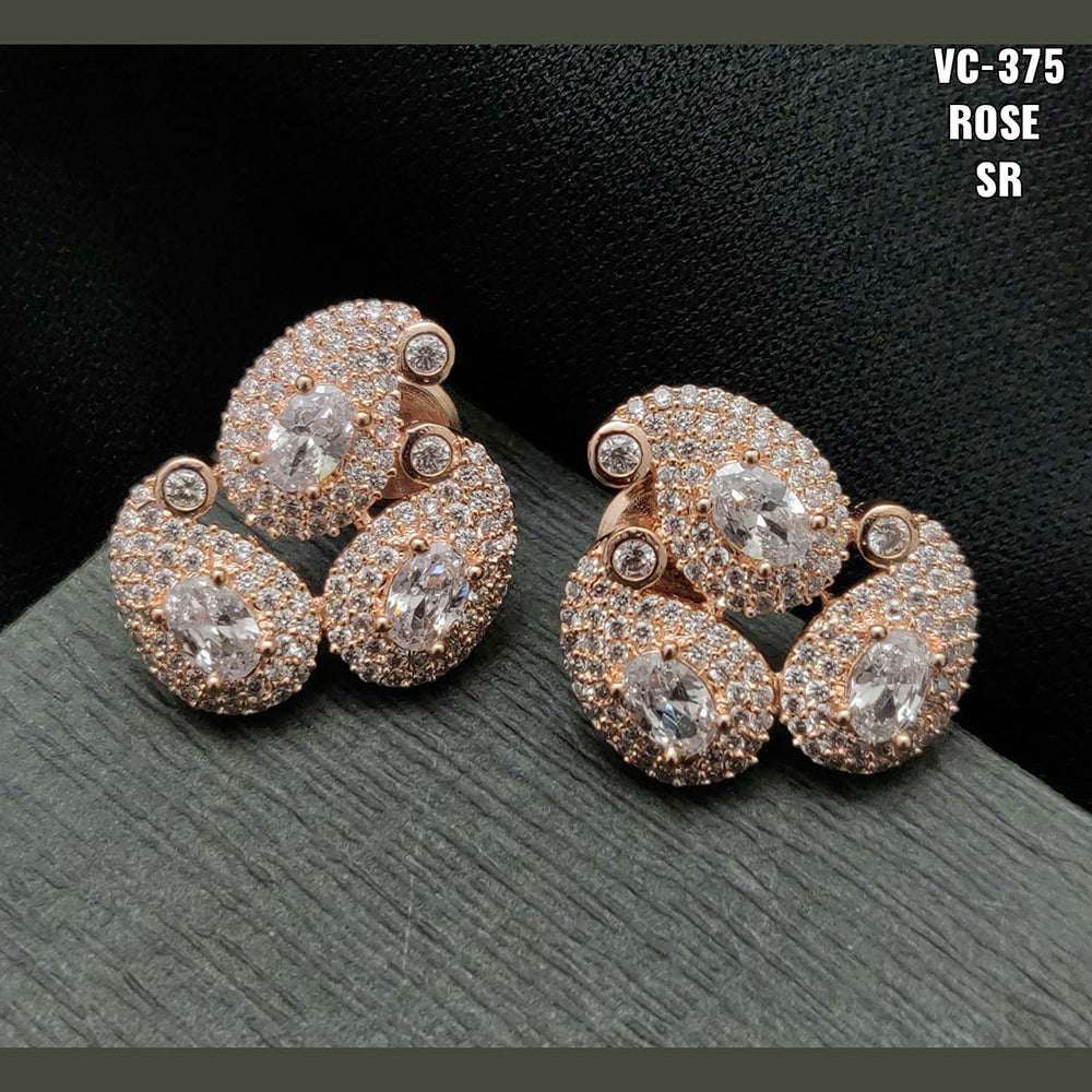 Daily Wear Rose Gold Diamond Stud Earrings Packaging Type Box
